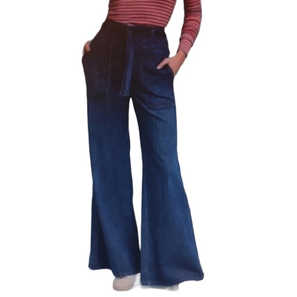 Anthropologie  pilcro Letterpress wide leg  hi waisted jeans/denim  size 30 blue - Picture 1 of 16